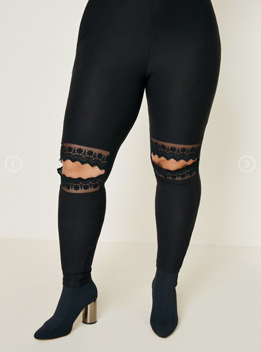 Fashion 2024 Women Panelled Workout Leggings Black Knee Cut Out Hip Push Up  Running Sports High